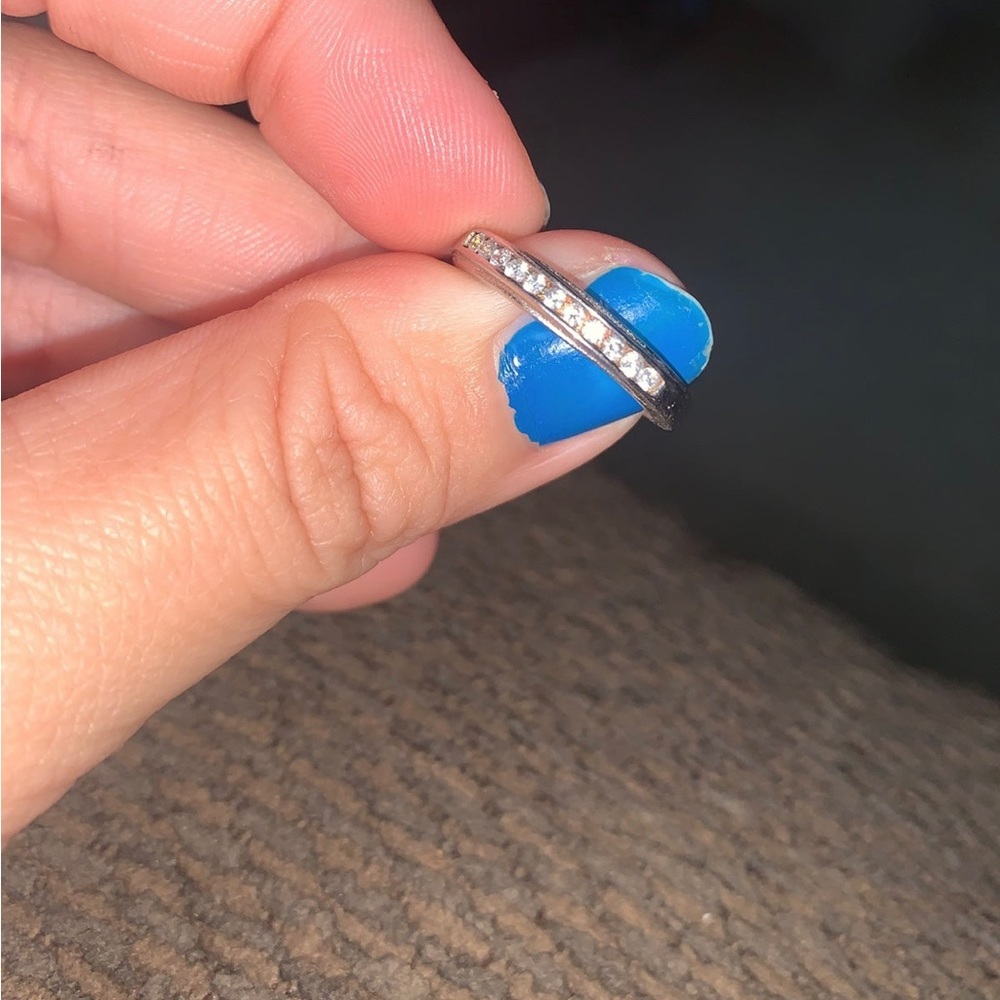 Cubic zirconia stackable band in sterling silver